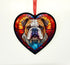 Bulldog Stained Glass Effect Heart Suncatcher